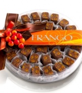 Fall into a world of decadence with these classic milk chocolate mint candies from Frango. Each gourmet chocolate piece is specially painted with a festive autumn leaf motif, making this box ripe for the giving.