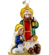 A beautiful symbol of the season, Christopher Radko's Heavenly Family ornament is crafted of mouth-blown, hand-painted glass with extraordinary color and detail.