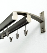 Ideal for creating layered, designer looks with your window treatments, the Madison double track window hardware is crafted of strong steel and given a smooth finish for a modern silhouette.