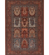 Intricate designs of traditional flora and fauna are woven in vibrant burgundy, dark blue and more in this Timeless Treasures area rug from Couristan, offering a perfect transitional statement-maker. Crafted of pure New Zealand wool for long-lasting strength and beauty.