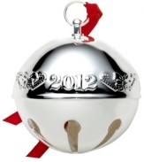 Hear Christmas coming. Wallace's 2012 annual sleigh bell ornament, still ring ting tingle-ing after 42 years, lends classic polish to any tree in embossed silver plate.