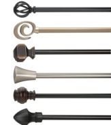 Bold, distinctive finials meld with refined finishes, exuding a look that is at once modern and classic. Six exquisitely crafted designs adjust perfectly to fit your space and your style.