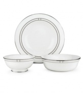 Leave it to kate spade to improve the traditional china pattern. Reminiscent of seed pearls, her signature monogram lends a lustrous accent to the Noel Alabaster fruit bowl.