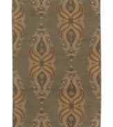 A repeated panel of intricate paisley designs create a simply stunning arrangement in the Marietta area rug from Karastan. Made in the USA of rich New Zealand wool, this area rug stands out as both an art statement and durable must-have in any room.
