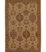 Vintage-inspired tones of beige, celadon and salmon are brilliantly rendered in an old-world floral and medallion motif in the Bellingham area rug from Karastan. Made in the USA of pure New Zealand wool for durable composition and ultimate softness.