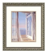 Like a breath of fresh air, Carol Saxe's Sea Breeze I print brings quiet calm to any room. An open window invites the sound of the surf and warmth of the sun inside. Ornate detail and a pewter patina give the frame an elegant sensibility.