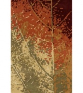 Featuring an up-close leaf image in beautiful brushstrokes, this Momeni area rug is a true Impressionist masterpiece. Every element is brought to life in an autumn color palette, hand-tufted in India from incredibly soft New Zealand wool.