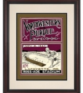 Boilermakers can get their football fix year-round with this framed program cover from the 1927 Purdue-Northwestern game. Vibrant colors restored, team spirit alive, it's an incredible find for die-hard fans.