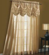 Fit for royalty. The Trafalgar window panel presents decorative satin stripes that add an heirloom accent to traditional spaces. Complete with a Trafalgar window valance for a truly elegant view.