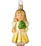 Bring all the warmth and wonder of the holidays to your home with this golden glass ornament from Inge-Glas. Crafted in Germany of the highest-grade, mouth-blown glass and hand-painted for exquisite detail, it truly is a timeless holiday heirloom.