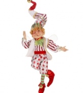 A unique & joyous celebration of Christmas, the Party Time Pixie figurine features vibrant red and green fabrics and peppermint-inspired designs to bring a festive feel to your holiday setting. An intricately crafted design from Mark Roberts.