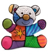 Cute, cuddly and ready for a merry sing-along, this Musical Bear plush toy comes in the bright colors and patterns of acclaimed Brazilian artist Romero Britto.