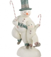 This cherished figurine from Department 56 features a sweet Snowbaby with a frosty friend enjoying a musical waltz. Fine details of sparkling blue, silver and pink enhance its charming beauty.