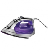 Designed intentionally for those tricky areas on clothes, like buttons, zippers, ruffles & pleats, this iron features a slim triangular tip that gets in tight squeezes and delivers a fresh pressed look. The nonstick soleplate glides effortlessly over stubborn creases and delivers powerful steam concentrated at the tip. 2-year warranty. Model IR1160S-2.