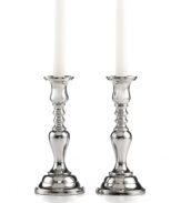 It's all about ambiance. Handcrafted in polished nickel plate, Hampton candlesticks from Leeber bring good old-fashioned grandeur to light.