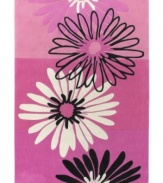 Fun and full of personality, this lively rug displays a mix of flowers against a cascading purple backdrop. Soft, yet durable poly-acrylic construction makes it a smart, sophisticated choice for any girl's room.