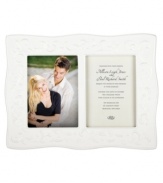 Featuring the embossed vine motif and shiny white glaze of the Opal Innocence Carved collection, this Lenox double invitation frame is designed to refine your home indefinitely. A lovely gift for the bride and groom!  Qualifies for Rebate