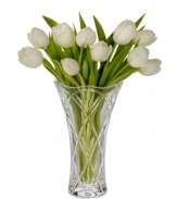 Sparkling in cut crystal, the beautifully flared, gently scalloped Honour vase from Marquis by Waterford adds elegant refinement to even the simplest bouquets.