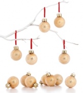Sugar coat it. Small but mighty festive, these Martha Stewart Collection mini ornaments combine a rich golden hue with what looks like a sugary candy shell. (Clearance)