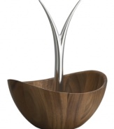 Feast your eyes on the Gourmet fruit bowl. Designer Wei Young combines Nambe metal with acacia wood in a design that simultaneously holds fresh, whole fruits and dangles delicate grapes and bananas.