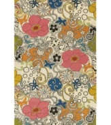 Brighten up any room with the scrolling floral motifs of an art nouveau-style area rug in bright colors on a white ground. Designed for both high-fashion environments and everyday living spaces, this high-quality piece is hand-tufted in India of plush New Zealand wool.