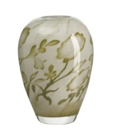 Striking when filled with your favorite colorful blooms or a stunning accent on its own. This hand-made glass vase designed by Olle Brozen for Kosta Boda lends sophistication to your tabletop or mantlepiece. Measures 7-1/8 H.