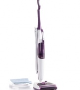 Steam, sweep and welcome in an all-around clean. Combining the super power of hot steam vapor and a powerful sweeper, this versatile tool picks up dust and dirt and then sanitizes your floor without using any chemicals. Simply choose from dust, mop or scrub and kiss bacteria, germs and grime goodbye! 1-year warranty. Model SSS-5618.