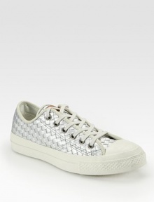Casual essential modernized by a woven, metallic leather upper. Woven metallic leather upperRubber solePadded insoleImported Casual essential modernized by a woven, metallic leather upper. Woven metallic leather upperRubber solePadded insoleImported