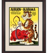 Augie failed to tame the Crimson Tide in 1959, but the game day program cover still makes fantastic artwork for die-hard Auburn football fans. A classic cherry-colored frame and double mat make this vivid reproduction ready for display.