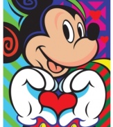 Must love Mickey. Embrace the magical world of Disney with Guido Mena's bold, graphical rendition of Mickey Mouse. Vivid stripes, swirls and hearts pop in a fine giclee print.