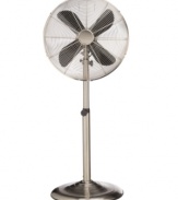 Like the wind. With a 45-watt motor and three speeds of multidirectional airflow, this Deco Breeze floor fan blows blistering heat out of the room. A classic look and stainless steel finish offer cool style in addition to air. One-year warranty. Model DBF0208.