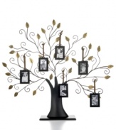 From grandpa to baby girl, get everyone you love together in Leeber's Family Tree picture frame. Six mini metal frames swing from branches in this unique arrangement, a thoughtful gift for birthdays, anniversaries and more.