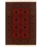 Give an air of prosperity to any room with the ornate Kashimar Nomad Red rug. Woven of pure New Zealand semi-worsted wool to create a dense, lustrous feel while Couristan's locked-in-weave power-loom construction secures each individual strand of yarn into an upright position for a brilliant finish.