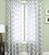 A rich world Ogee design is taken from ancient textiles and brought straight to your window's view. Offered in an array of flattering tones, the Samara burnout panel lends exquisite texture and ample light to any room.
