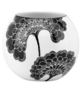 Artist Florence Broadhurt's timeless Japanese Floral print is revived for modern homes in this graphic black-and-white candle holder from kate spade new york.