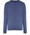 Bring refined style to any look with this luxe cashmere-blend sweater from Vince - Crew neck, long sleeves, slim fit, ribbed cuffs and hem - Wear with trousers, chinos, or straight leg jeans