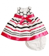 What a gift. She'll be as pretty as a present in this ribbon and bow detailed dress from Bonnie Baby.