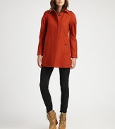 This coat with dropped shoulders and a lively color offers simple sophistication.Collar neckEpaulettesDropped shouldersConcealed front zipperWelt pocketsBack yokeBack ventFully linedAbout 29 from shoulder to hem70% virgin wool/20% polyamide/10% cashmereDry cleanImported Model shown is 5'10 (177cm) wearing US size 4. 