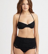 A glamorous lace swim style that offers bra-inspired support, thanks to its underwire cups.Halter strap ties at neckUnderwire cupsAllover laceBack clasp closureFully lined49% nylon/40% spandex/11% polyesterHand washImported of domestic fabric Please note: Bikini bottom sold separately. 