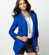 Amp up your look with this vibrant blazer from Buffalo Jeans. The draped silhouette and soft, lightweight feel make it a layering essential with a modern twist!