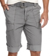 The look? Rolled and rugged. These shorts from Marc Ecko Cut & Sew complete your downtown summer look.