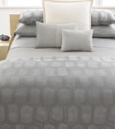 Calvin Klein's Silver Net decorative pillow accents the Tortoise bedding collection with its linear pattern and cool, silvery shade. European closure.