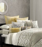 Eastern art is the inspiration behind this N Natori Fretwork European sham with interlaced geometric patterns and zipper closure.