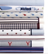 Surround yourself with comfort. This Tommy Hilfiger sheet set is crafted in an extra soft cotton/polyester blend that keeps you cozy. Playful patterns and bold prints add signature style to any bed.