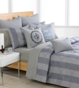 Herringbone quilting on solid gray cotton adds a touch of texture and a smart look of sophistication to your Sean John Ibiza bed. Featuring envelope closure; solid gray reverse.