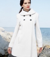 Larry Levine's swingy coat features a mod-inspired silhouette that lets your style shine through -- no matter the weather.