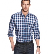 Check in with this cool slim fit check shirt by BOSS Black.