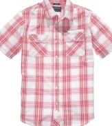 The perfect warm-weather look. This crisp plaid shirt from American Rag is the one you can't wait to wear.