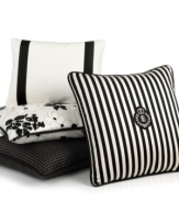 Lend an air of understated elegance to the bedroom with this throw pillow from Lauren by Ralph Lauren, featuring a chic white polka dots on a black ground in pure satin silk. Hidden zipper closure.