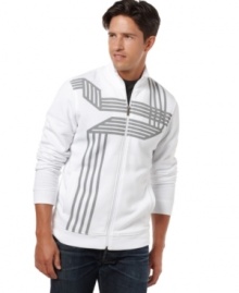 Amp up your weekend wear with the modern printed graphics of this essential track jacket from Alfani. (Clearance)